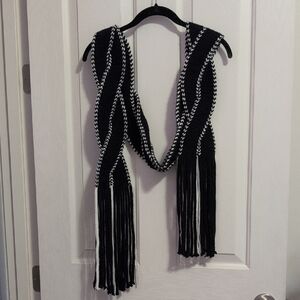 White House Black Market Monochrome Fringe Scarf